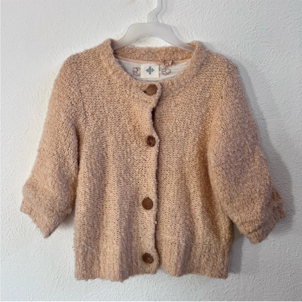 Anthropologie Peachy Blush Knit Button-Front Cardigan